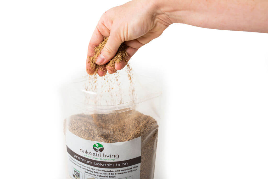 A bag or container of specialized Bokashi bran used to ferment food waste.
