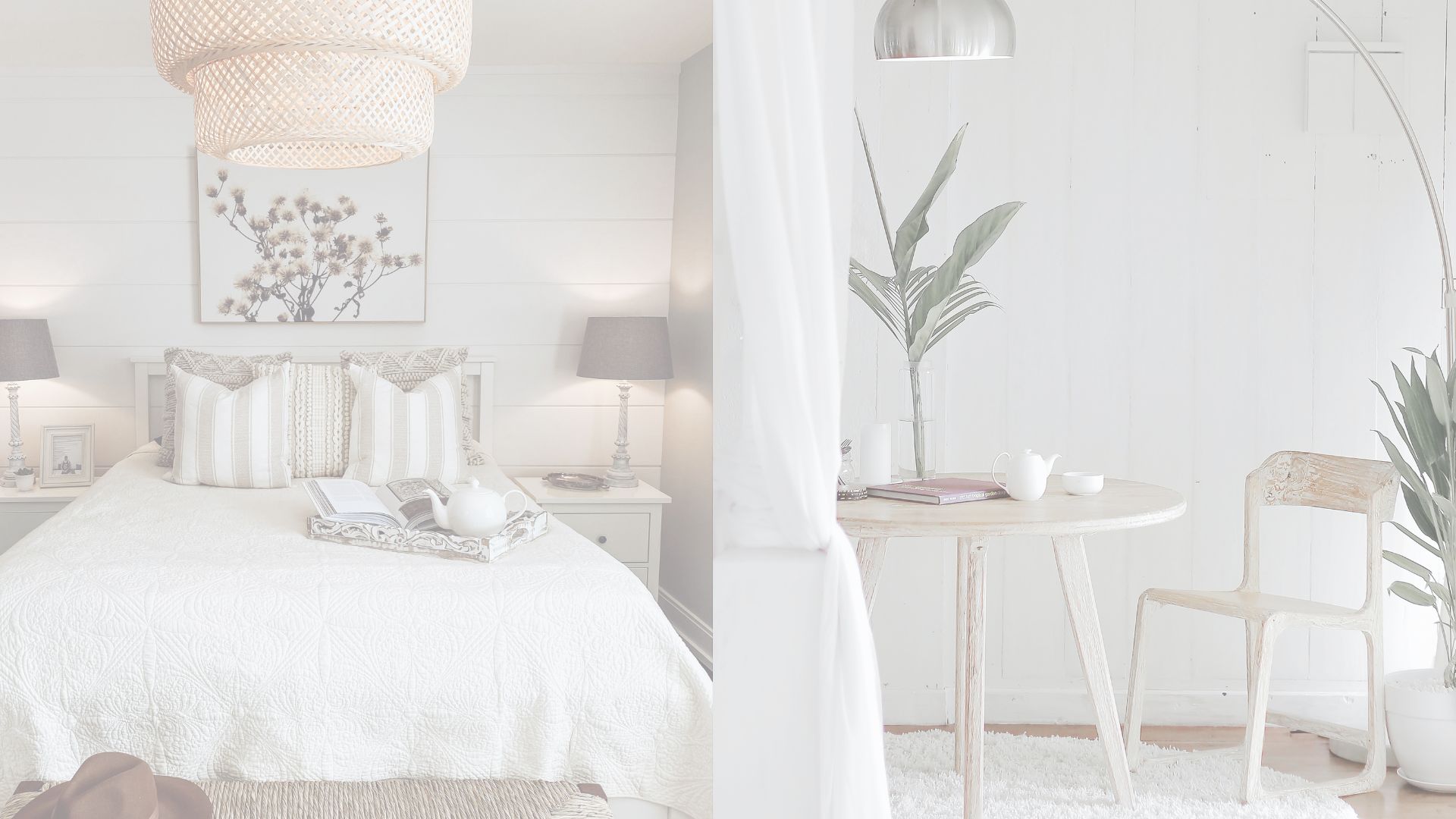Clean minimalist interior architectural design templates featuring household spaces