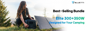 Bluetti solarpanel Eco Erin: woman utilizing solar panel for small space living/van life