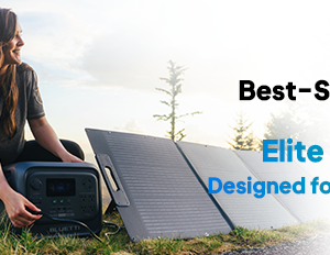 Bluetti solarpanel Eco Erin: woman utilizing solar panel for small space living/van life