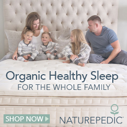 Naturepedic ECO Erin organic mattress recommendation. Image family on a GOTS certified mattress